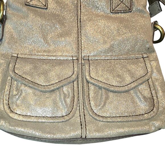 Fossil Purse “Long Live Vintage 1954” Cargo Pocket Cross Body Tote Glittery Look - Picture 4 of 9